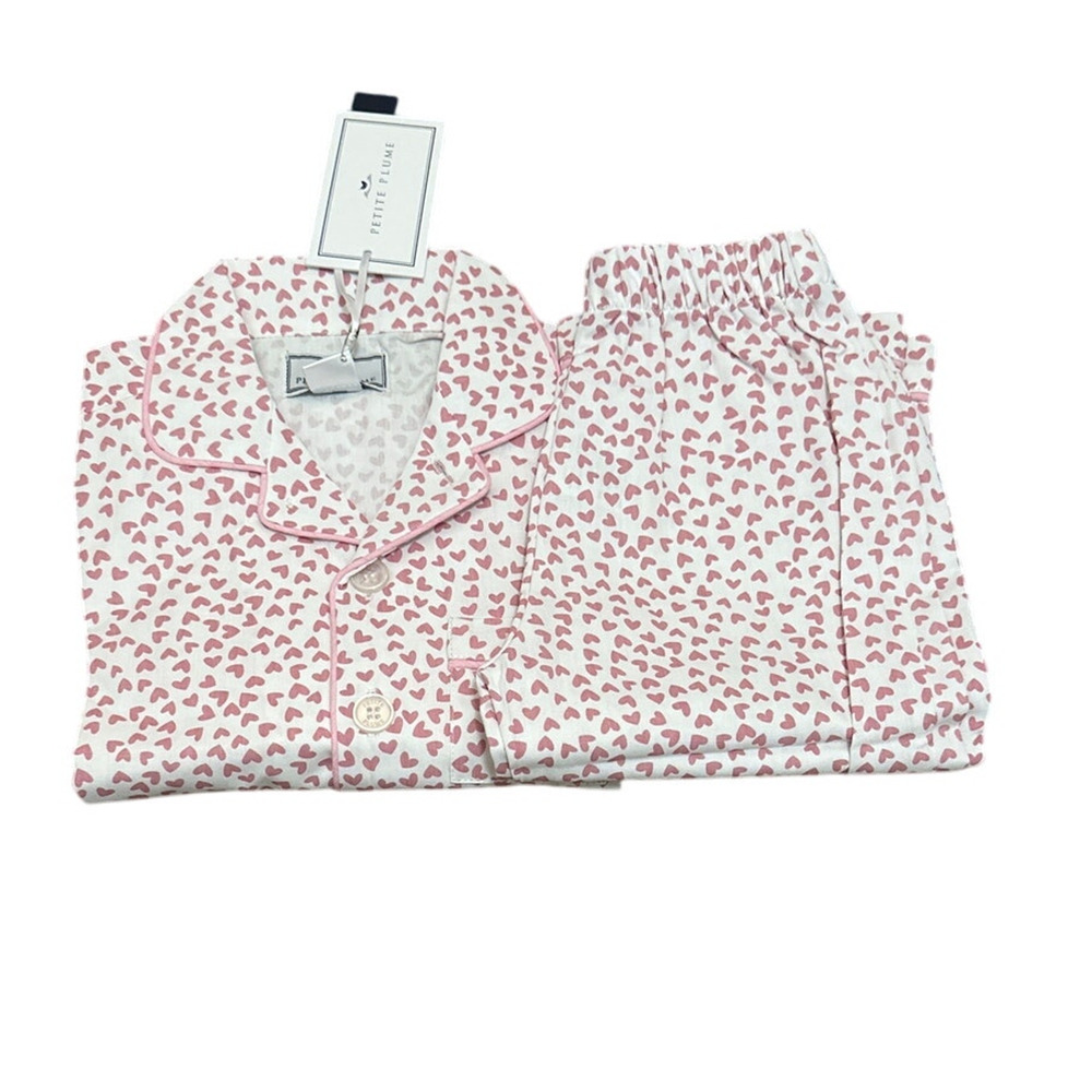 Petite Plume Sweethearts Classic Pajama Set White, Red Size 7 New with tags